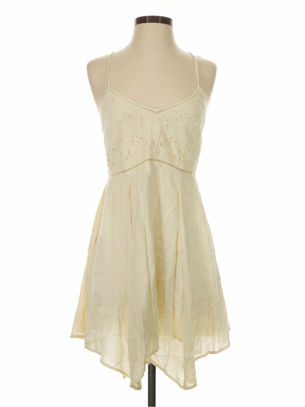 Abercrombie & Fitch Pale Yellow Eyelet Spaghetti Strap Mini Dress